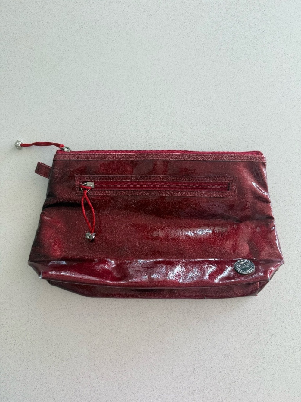 SOHO London New York Metallic Red Patent Cosmetic Makeup Bag Pouch